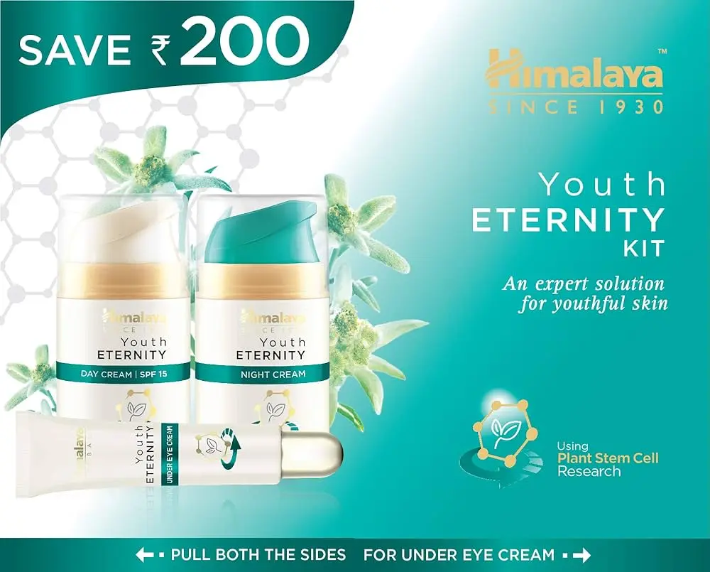 SA Himalaya SINCE 1930 Youth ETERNITY KIT An expert solution for youthful skin Youth FOR UNDER EYE CREAM