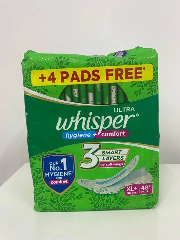 +4 PADS FREE whisper Hygiene comfort 3 SMART LAYERS with soft wings UR No HYGIENE comfort XL+44+4 317 mm PADS