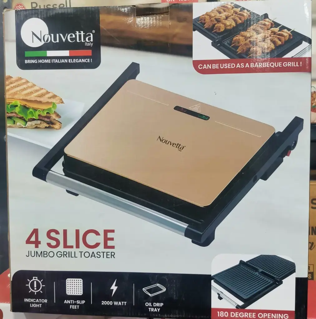 Nouvetta:Nouvetta jumbo grill toaster with (4slicer) (2000) watt with oil drip