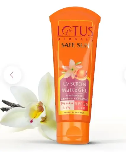 [4] Lotus Herbals UV Screen SPF 50+ PA+++ UVA Safe Sun Matte Gel 50 gm