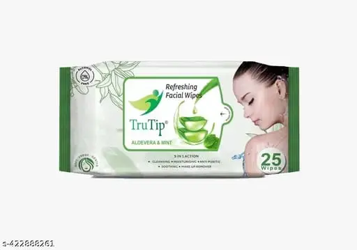 [278] Refreshing Facial Wipes TruTip ALOEVERA & MINT SOOTHING MAKE UP REMOVER