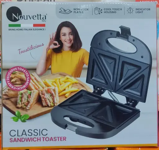 Nouvetta sandwich toaster 750 watt  With nonstick plates