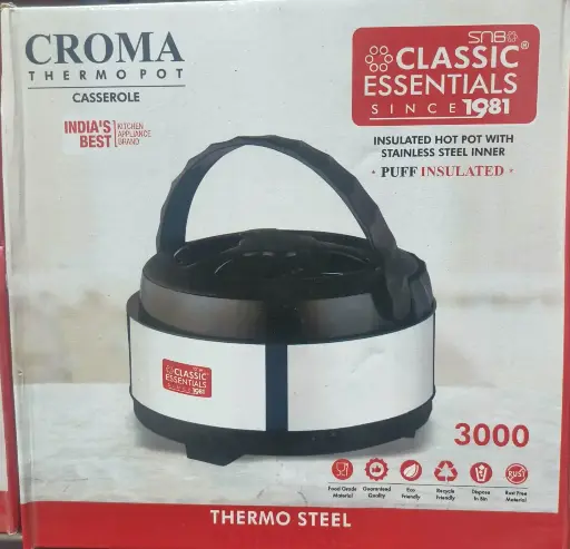 [628] Casserole: Crome thermo pot casserole insulated thermo steel
