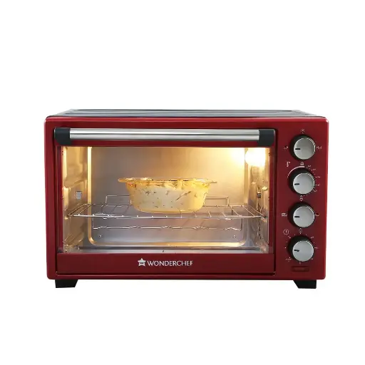 [605] Wonderchef Oven Toaster Griller (OTG) Crimson Edge – 28Litres – With Auto-Shut Off Heat-Resistant Tempered Glass Multi-Stage Heat Selection 2 Yrs Warranty 1600W RedBake Grill RoastEasy Clean
